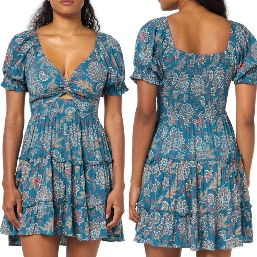 Angie boho paisley printed cutout dress sz S